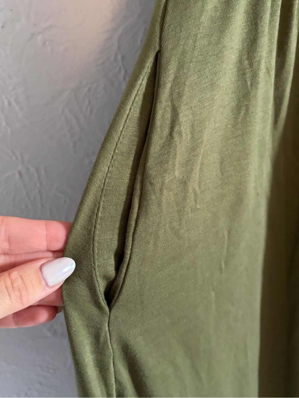 Olive Green Button Front Ruffle Sleeve Midi Dress with Pockets - Small - Picture 5 of 7